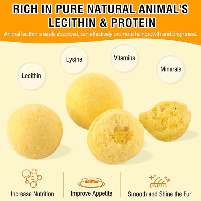 3.52oz/100g Freeze Dried Quail Egg Yolk, Cat and Dog Treats, Single Ingredient Pet Snacks, Healthy Tasty Dry Pet Food
