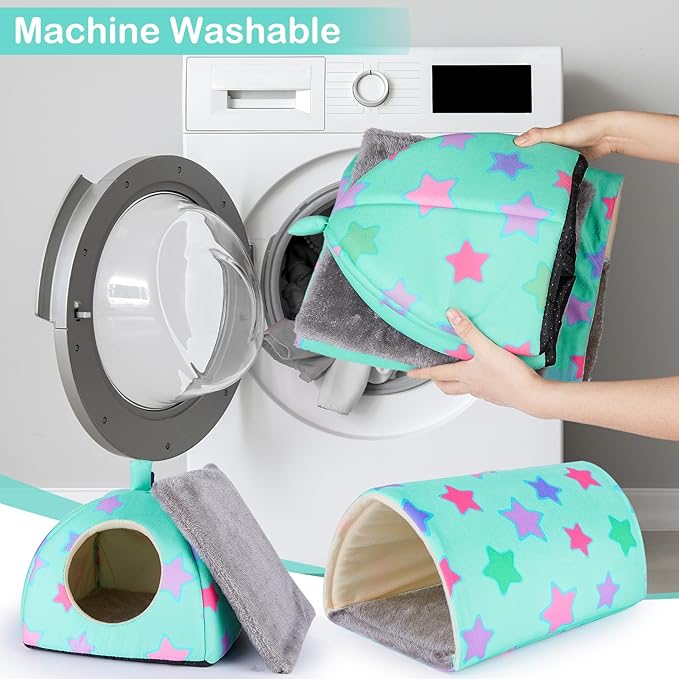 Unicorn Catcher Guinea Pig Hideout and Tunnel, 2 Pack Soft Washable Guinea Pig Bedding for Cages