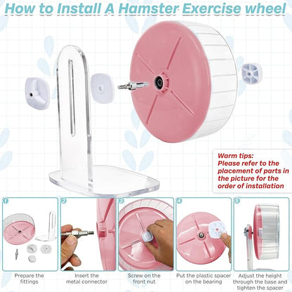 kathson Hamster Exercise Wheel 7.87 in Silent Spinning Running Wheels with Stand for Hamsters, Gerbils, Mice and Other Small Pets (Pink)