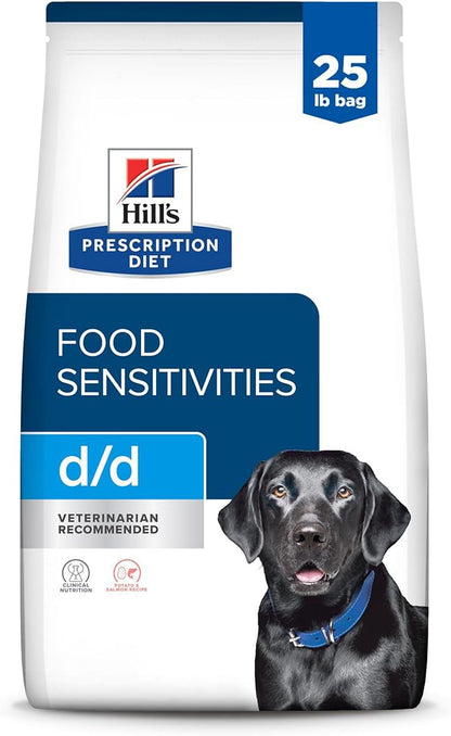 Hill's Prescription Diet d/d Skin/Food Sensitivities Grain Free Potato & Salmon Flavor Dry Dog Food, Veterinary Diet, 25 lb. Bag