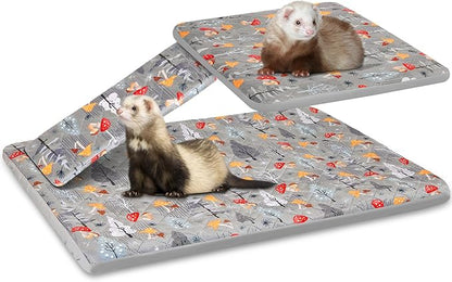 Bienbee Ferret Cage Liner Set for Ferret Nation & Critter Nation Cage, Waterproof Ferrets Cage Accessories for Small Animals Rats Chinchillas Hedgehogs Ferrets(Gray Mushroom,Single Unit Combo)