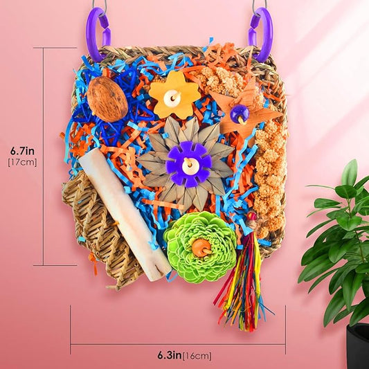 KATUMO Bird Toys, Cockatiel Foraging Shredder Toys for Parakeet Lovebird Budgie Parrotlet Conure Small-Medium Bird cage Accessories