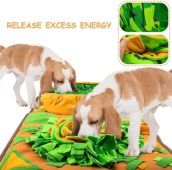 AWOOF Large Dog Snuffle Mat, Interactive Feeding Mat, 34.6 in x 19.6 in, Squeaker and Crinkle Paper, Non-Slip, Easy to Clean