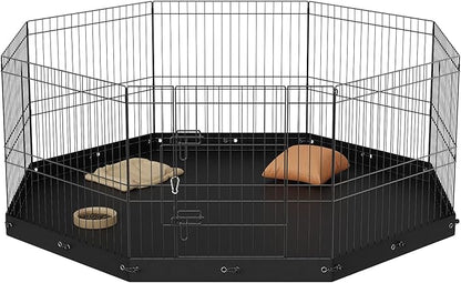 VEVOR Foldable Metal Dog Exercise Pen, Pet Playpen Dog Fence for Camping with Bottom Pad, 24" H 8 Panels, Puppy Crate Kennel Indoor Outdoor for Small & Medium Dogs, Both for Home & Yard Use