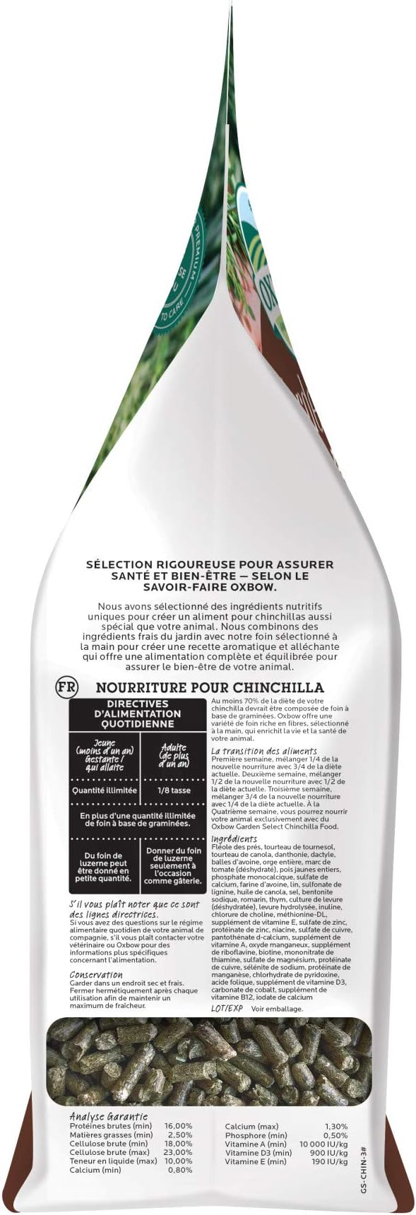 Oxbow Animal Health Garden Select Chinchilla Food, Garden-Inspired Recipe for Chinchillas of All Ages, Vitamin & Mineral Rich Pet Food Pellets, Non-GMO, Made in USA Hay, 3 Pound Bag