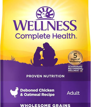 Wellness Complete Health Dry Dog Food with Grains, Natural Ingredients, Made in USA with Real Meat, All Breeds for Adult Dogs (Chicken & Oatmeal, 15-Pound Bag)