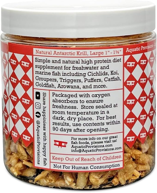 Freeze Dried Antarctic Krill Fish Food 1 oz, for Freshwater and Marine Aquarium Fish