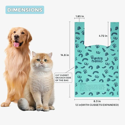 Cat Litter Disposal Bags and Dog Poop Bags with Handle, 360 Counts, Lavender Scented,Corn Starch Blend Extra Thick and Guaranteed Leak Proof Poop bags for Kitty and Doggy