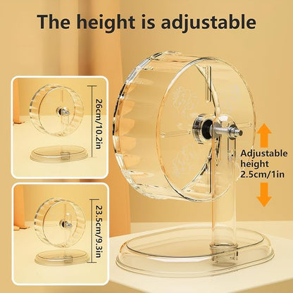 Silent Hamster Wheel – 9.5 Inch Syrian Hamster Running Wheel, Anti-Skid & Height Adjustable, Easy to Clean (9.5inch)