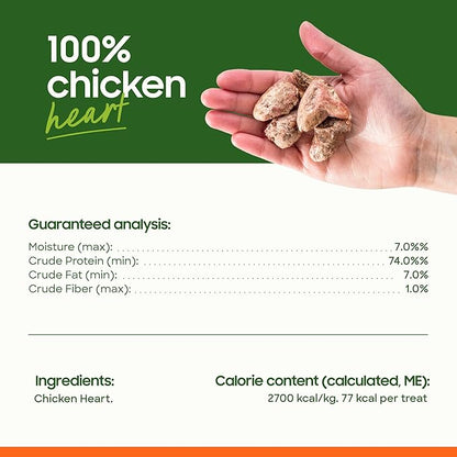smallbatch Pets Premium Freeze-Dried Chicken Heart Treats for Dogs and Cats, 3.5 oz, Made and Sourced in The USA, Single Ingredient, Humanely Raise Meat, No Preservatives or Anything Artificial Ever