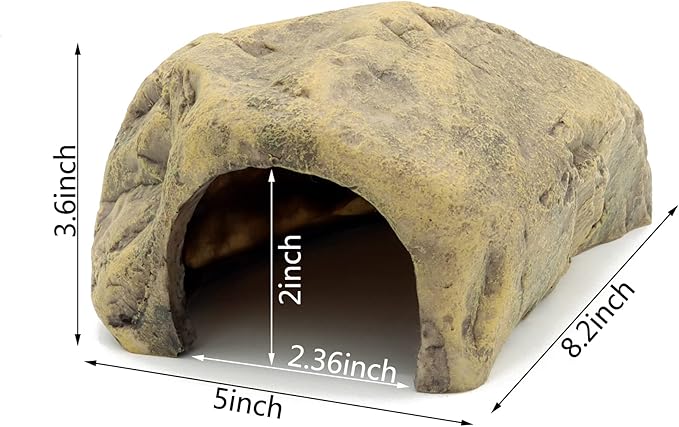 JIHAQUA Reptile Rock Reptile Hide Cave Hideout Terrarium Habitat Decor Ornament Shelter (Style A)