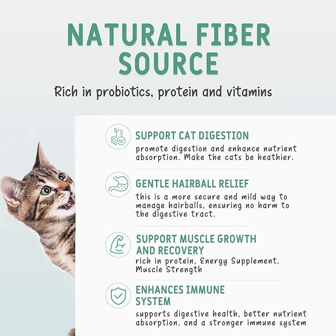 Freeze Dried Cat Grass Treats, Tasty Chicken Flavor, Cat Chew Treats for Dental Cleaning and Hairball Control, Fresh Breath & Healthy Digestion, High Protein & Grain Free Snacks