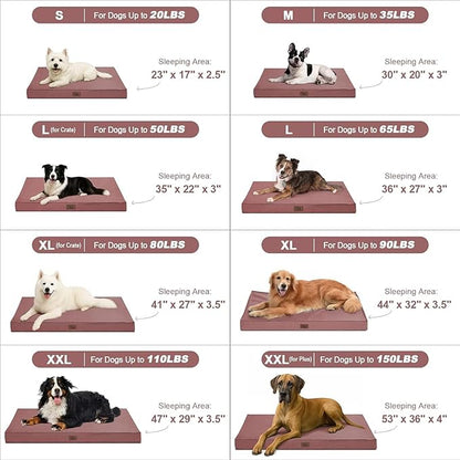 Outdoor Dog Bed for Medium Dogs, Waterproof Dog Crate Bed for Puppy Beds, Orthopedic Egg Crate Foam Pet Bed with Washable and Removable Oxford Cover, Pink