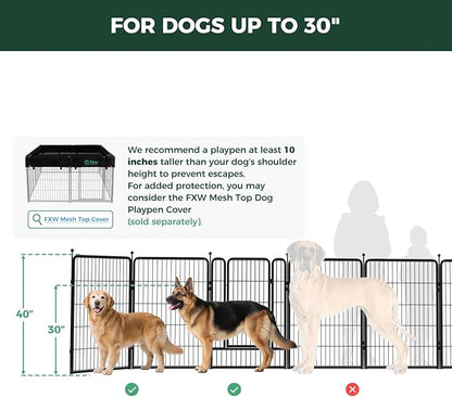 FXW Rollick Unleashed Dog Playpen for Indoor, Yard, RV Camping, 40 inch 16 Panels for Medium and Large Dogs│Patented