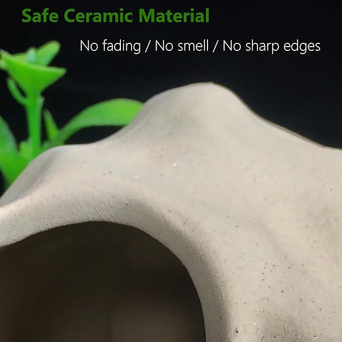 Aquarium Decor Rock Betta Fish Tank Decorations Ceramic Hideout Stone for Fish Shrimp Turtle Crab to Breed, Rest and Play, Small Fish Bowl Hiding Cave, Pot Shaped Betta Toys