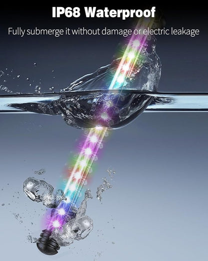 Pawfly 4.2 W Aquarium LED Light 15.2 Inch Underwater Fish Tank Light with Timer Auto On/Off Fish Tank Background Lights with 8 Lighting Modes Submersible Multi-Colored Tube Lights for Decoration