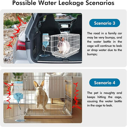 Vannon Small Animal Water Dispenser for Cage, 25oz Auto Feeding Crate Water Bottle for Rabbit, Chinchilla, Ferret, Guinea Pig, Squirrel, Hedgehog, Pet Nozzle Diameter: 10mm, BPA Free, Blue