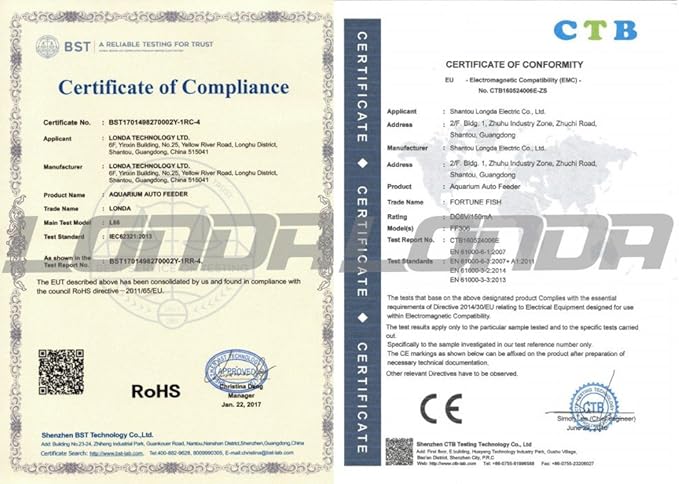 LONDAFISH Aquarium Fish Feeder, 0.175L Capacity, Plastic, Timer, Suitable for Pelleted, Particle, Flake Feeds