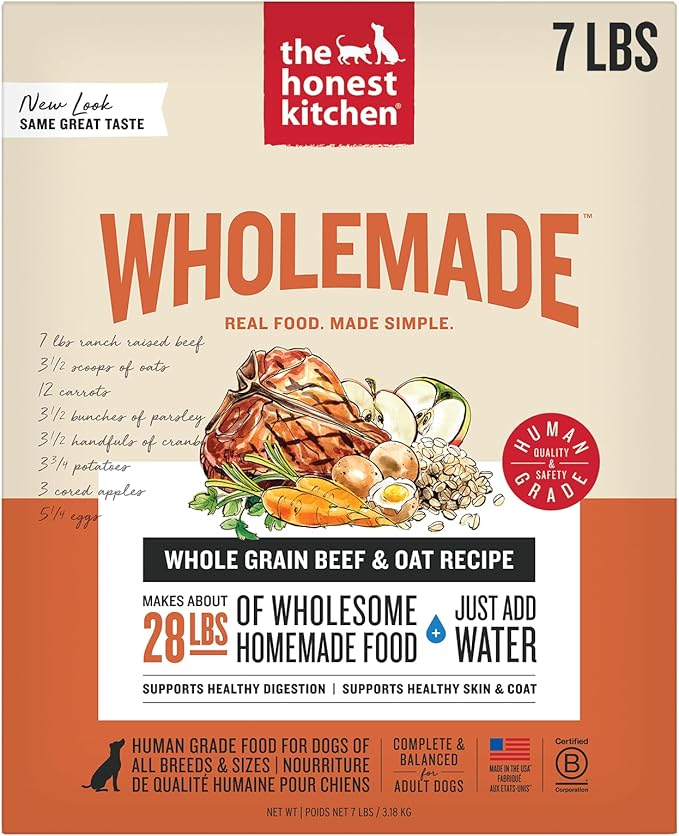 The Honest Kitchen Dehydrated Whole Grain Beef Dog Food, 7 lb Box, 7.00 Pound (Pack of 1)