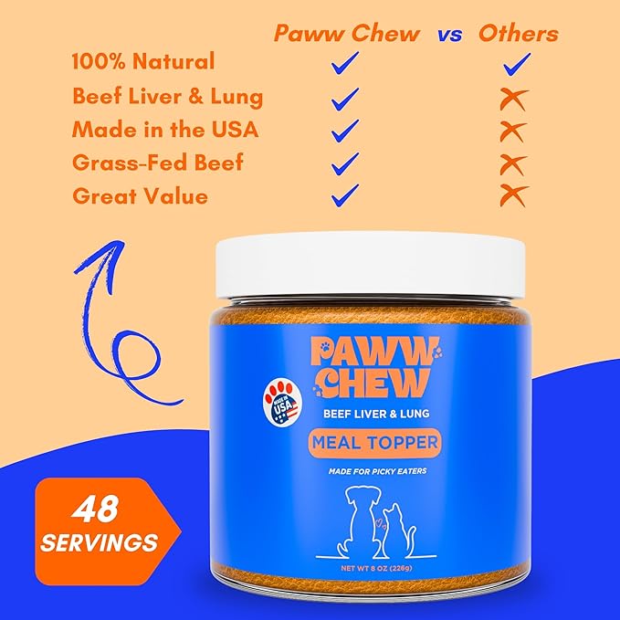Beef Liver Food Toppers for Dogs & Cats - 100% Natural, High Protein Dog Seasoning for Food, Meal Topper & Appetite Stimulant for Picky Eaters, Liver & Lung Weight Gain for All Breed & Sizes
