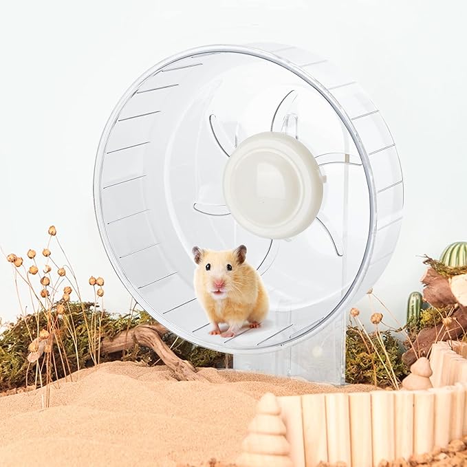 Silent Hamster Exercise Wheel - Hamster Toys Cages Accessories 7.9 Inch Running Spinner with Adjustable Stand Quite Runner for Small Animal Pet Gerbil Dwarf Syrian Hedgehog Rat Mouse Mice