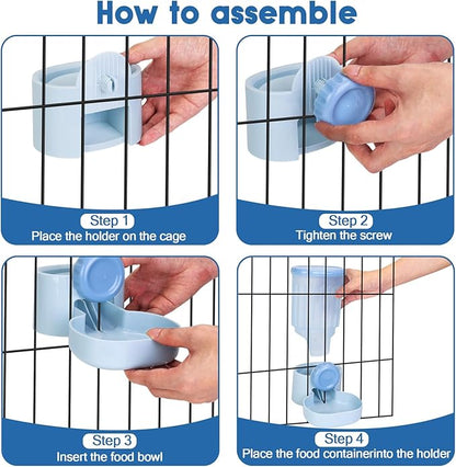 35oz Rabbit Feeder Guinea Pig Water Bottle,Hanging Automatic Food Water Dispenser,Food Feeder for Ferret Guinea Pig Rabbit Cat Bunny Cage Accessories