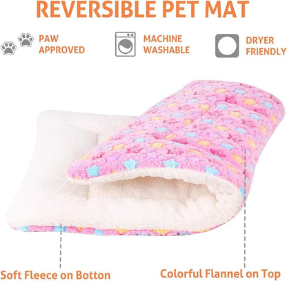 Mora Pets Dog Crate Pad - Ultra Soft Bed With Cute Star Print, Washable Mat for Large Medium Small Dogs, Reversible Fleece Kennel Liner, Cat Bed 35 x 22.8 Inch Pink