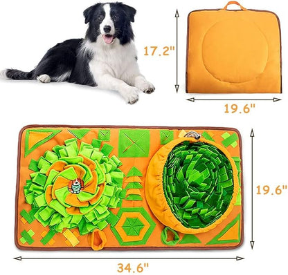 AWOOF Large Dog Snuffle Mat, Interactive Feeding Mat, 34.6 in x 19.6 in, Squeaker and Crinkle Paper, Non-Slip, Easy to Clean