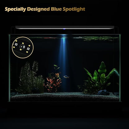 GLOWRIUM LED Aquarium Light with Remote, Full Spectrum Fish Tank Light with Auto Timer, IP67 Waterproof Freshwater Planted Tank Light, Dimmable RGB+W+Moon LEDs with High Performance (9W 12-17in)