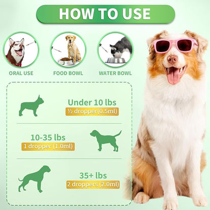 Oral Flea & Tick Support for Dogs, Herbal Liquid with Multivitamins - Dog Flea and Tick Drops Natural Supplement for Skin & Coat Support - Herbal Support Formula for Dogs Oral Supplement