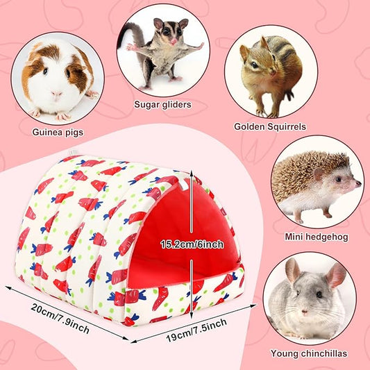 UPINS 2 Pack Guinea Pig Bed, Guinea Pig Hideout Washable Small Animal House Cage Accessories for Dwarf Rabbits Chinchillas Hamsters Hedgehogs Ferrets Bearded Dragons and Rats