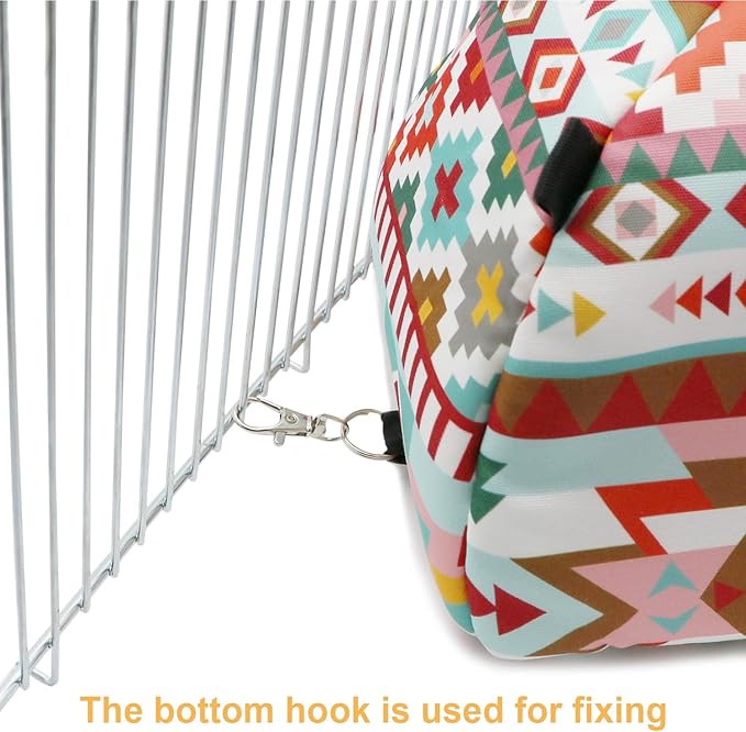 Hamster Tent Bed Winter Warm Hammock Sleeping Bed for Gerbil Rat Sugar Glider Squirrel Hedgehog Small Birds (M, Pink Ethnic)