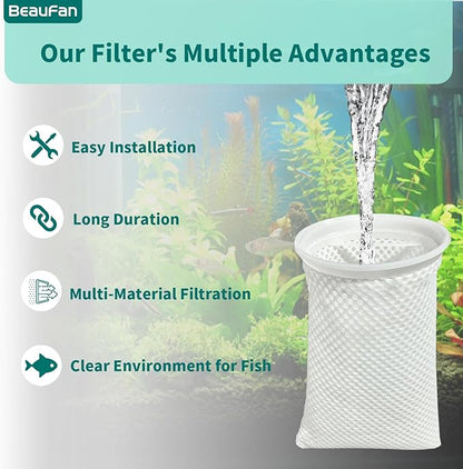 7 Inch 2 Pack 150 Micron Honeycomb Filter Socks for Fish Tank, Aquarium Filter Sock 3D Honeycomb Design Filter Sock, Aquarium Filter Bags for Saltwater
