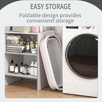 Collapsible Dog Bath Tub for Small Dogs & Cats, Portable Puppy Bath Tub with Water Drain Plug, Space Saving Foldable Pet Bathtub for Indoor & Outdoor Use, Pink