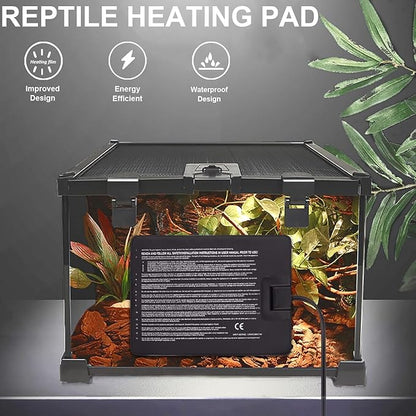 Aiicioo Reptile Heating Pad - Hermit Crab Heater Heat Mat for Reptiles Snake Lizard Terrarium 16 Watt