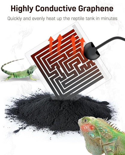 Pawfly 5 W Reptile Heat Pad 6 x 5.5 Inch Reptile Heating Pad Under Tank Terrarium Safe Fast Heating Mat Heat Mat for Turtles Frogs Snakes Lizards Geckos Hermit Crabs Spiders & Other Reptiles