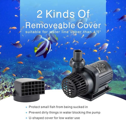 hygger 24V DC Water Pump Inline Submersible Saltwater Aquarium Pump with Controller Return Pump for Sump Tank 2650 GPH