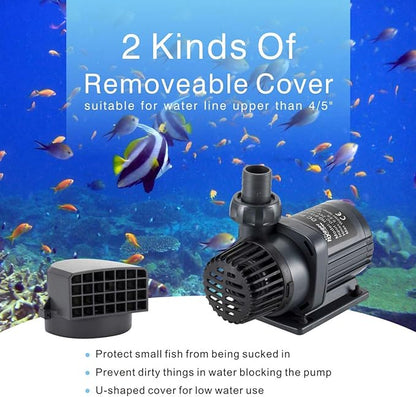 Hygger 24V DC Inline/Submersible Saltwater Aquarium Pump With LCD Display Controller - 1060 GPH Return Pump For Coral Reef Tank Sump