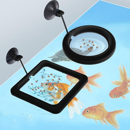 2 PCS Fish Feeding Ring, Aquarium Feeding Ring Automatic Goldfish Tank Feeder Dispenser Auto Live Betta Fish Vacation Feeder Floating Food Accessories for Turtle, Coral, Goldfish (Black)