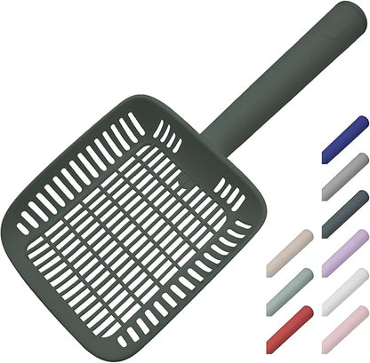 TypeC Cat Litter Scoop - Small Holes (0.11in) Big Size Scooper - Long Handle & Easy Cleaning - Hanger for Litter Box