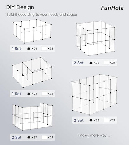 Small Animal Playpen, Guinea Pig Cages with Waterproof Mat, 24 Panels Pet Playpen for Hamsters, Hedgehog, Bunny, Ferret, Indoor Outdoor Plastic Fence, 48.5 x 24.8 x 32.3 inches