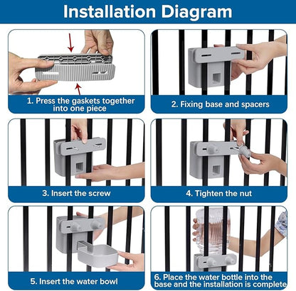 Kenond 50 oz Rabbit Water Dispenser,Gravity Dog Water Bowl Dispenser for Cage,Auto Water Bottle for Ferret,Cat,Dog and Other Animals, Compatible with Widemouth Cages, Wire Cages and Crates(Gary)
