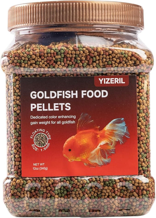 Floating Goldfish Food Pellets – Pond Fish Food Natural Color Enhancing, Promotes Growth with Natural Antarctic Krill & Spirulina, Clear Water Formula(12oz)
