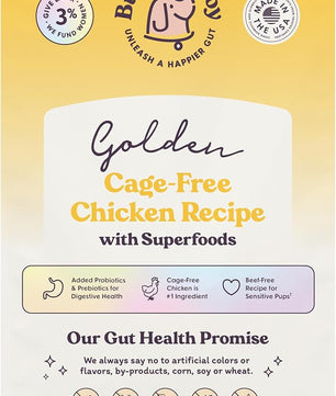 Golden Probiotic Dog Food Dry, Chicken, 4lb Bag, Allergy and Gut-Friendly Adult Kibble for Digestive Health with Cage-Free Chicken, 20 Plant Based Superfoods, Beef and Grain Free