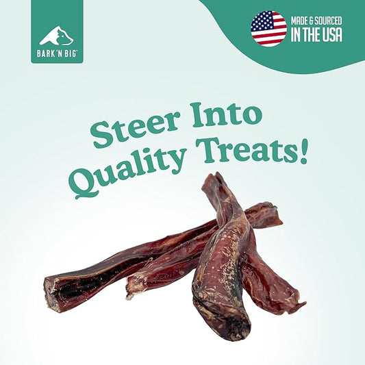 BARK'N BIG Thick Steer Sticks for Dogs - Chew Stick for Dogs, Odor Free Pizzle Sticks, Bully Chews Made in USA & Sourced in The USA - 5-6 Inch - 12 Ct