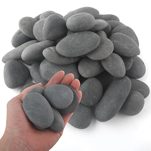 5 lbs Natural Mexican Beach Pebbles, 1-2 Inch Large River Rocks for Plants and Landscaping, Decorative Stone for Fish Tank Aquarium Fountain Garden Paving Walkways Pathways Backyard, Grey