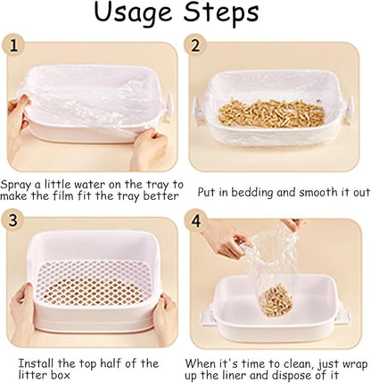 Disposable Plastic Rabbit Cage Liner Guinea Pig Litter Box Liner Small Animal Litter Pan Bags Leak Proof Toilet Film for Bunny Chinchilla Hedgehog Bird