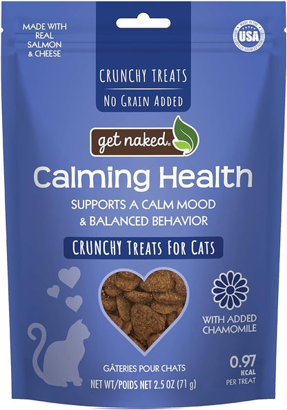 Get Naked Cat Calming Treats | Crunchy Salmon & Cheese Flavor | Feline Anxiety Relief & Stress Control | Grain-Free Cat Calming Product | Made in USA 2.5 oz