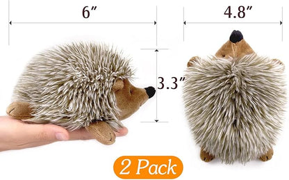 Pawaboo Plush Dog Toy, [2PACK] Non-Toxic Super Soft Faux-Fur Hedgehog Dog Toy Stuffed Biting Training Playing Toys for Dog Puppy, Brown