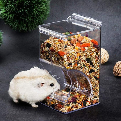 Hamsters Feeder Small Animals Automatic Dispenser Acrylic Clear Pet Food Storage Bowl for Dwarf Hamster Gerbils Mice Hedgehog Guinea Pig Pigeon Parrots (300ML)